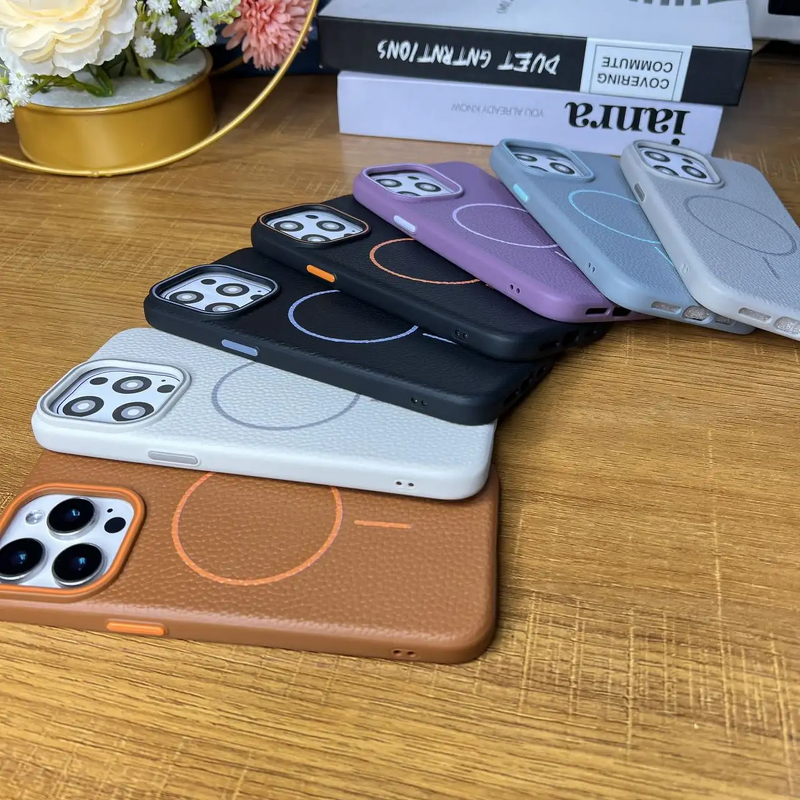 Phone Case - Manufacturer Luxury Retro Magnetic Litchi Grain PU Wireless Charging iPhone14/15/16