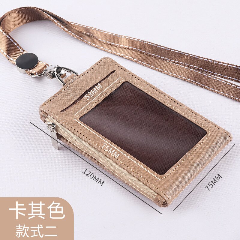 Card Holder - Manufacturer Foldable PU Leather Zipper Coin Purse Key Ring Neck Strap
