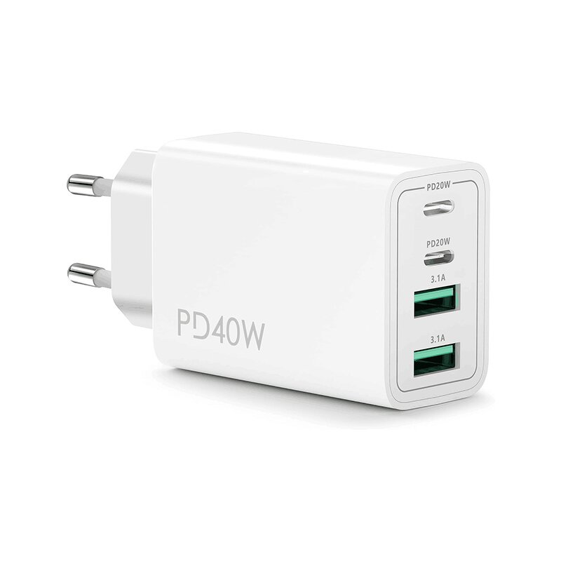 USB C Charger - Manufacturer 40W 4-port PD USB-A Power Adapter iPhone16/15/14/13/12/11