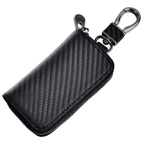 Key Wallet - Manufacturer Premium PU Leather Carbon Fiber Texture Car Key Holder Chain
