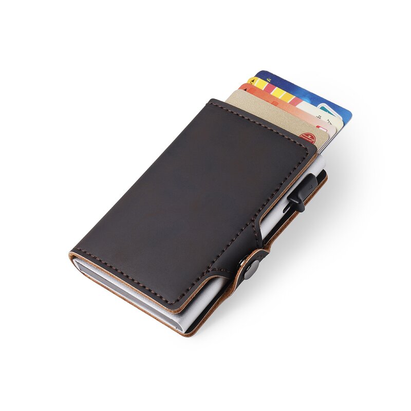 Card Holder - Manufacturer Men's Aluminium RFID Blocking Auto Pop Anti-Theft PU Wallet