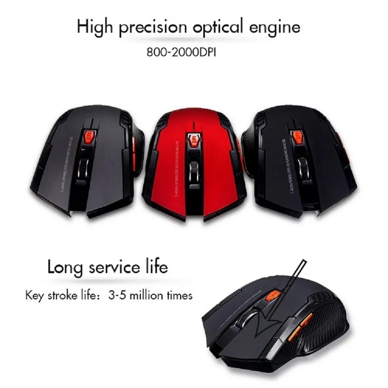 Gaming Mouse - Manufacturer 2.4G Wireless Mechanical 6 Keys 1600DPI Left-Handed Mac