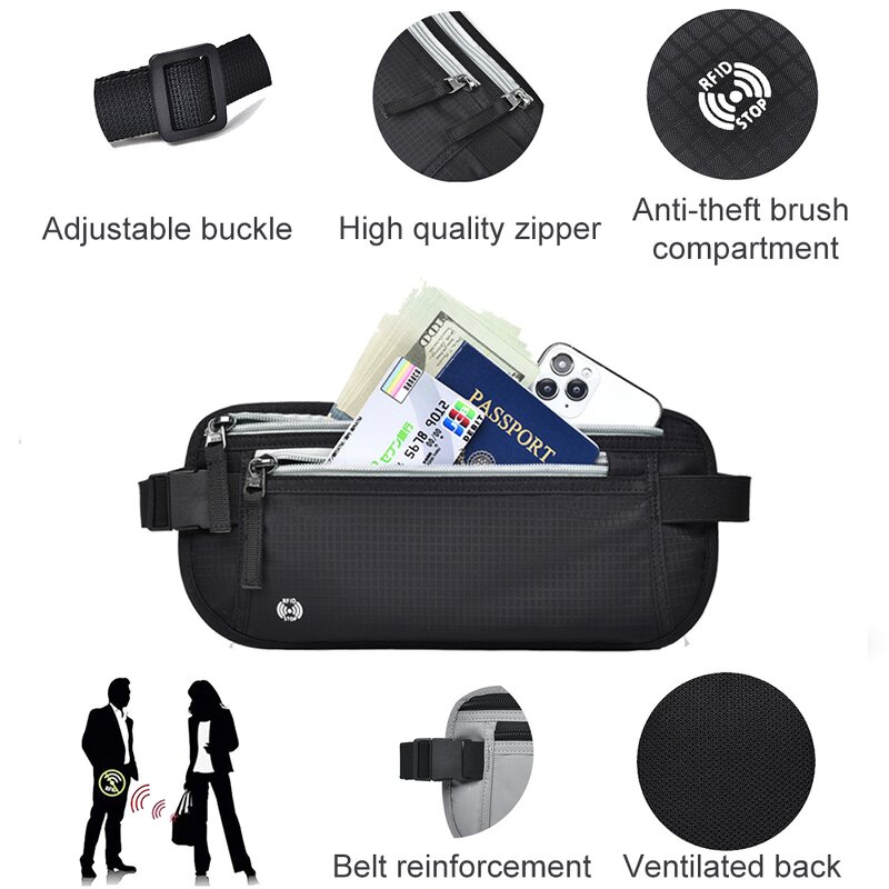 Waist Bag - Manufacturer Passport Waterproof Polyester Elastic RFID Phone Bag All Phones