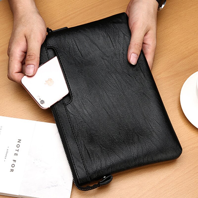 Handbag - Manufacturer Large Capacity PU Leather Business Travel Envelope Bag Men Women