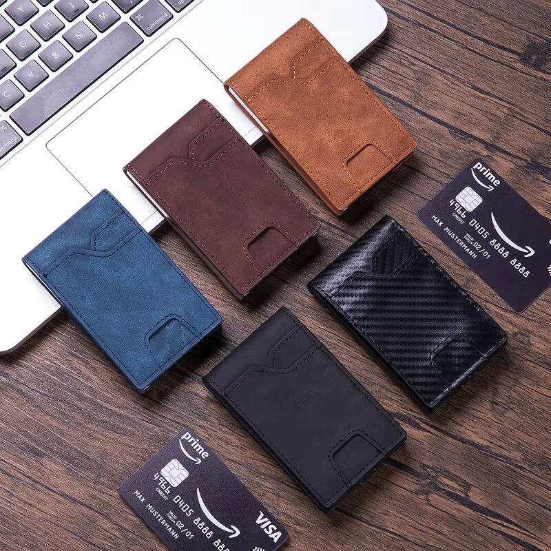 Men's Wallet - Manufacturer Custom Auto Genuine Leather RFID Zipper Polyester Short