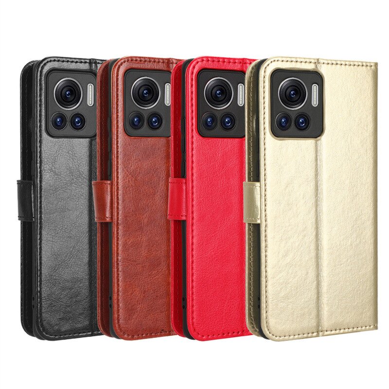 Leather Case - Manufacturer Crazy Horse Grain PU TPU Flip Card Insert Motorola Edge 30 iPhone