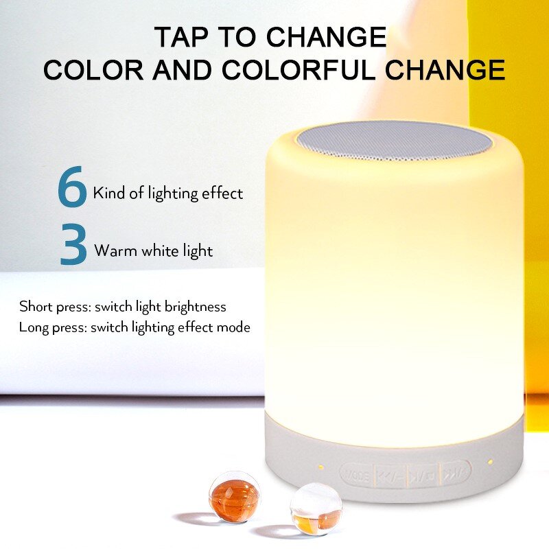 BT Speaker Manufacturer - Portable Smart Touch with LED Colorful Night Light