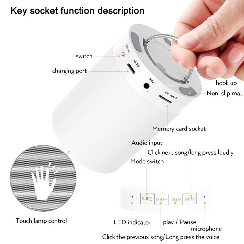 BT Speaker Manufacturer - Portable Smart Touch with LED Colorful Night Light