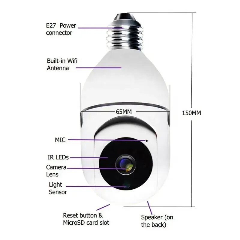 Smart Light Bulb Camera Manufacturer - Waterproof WIFI Indoor Security 2MP