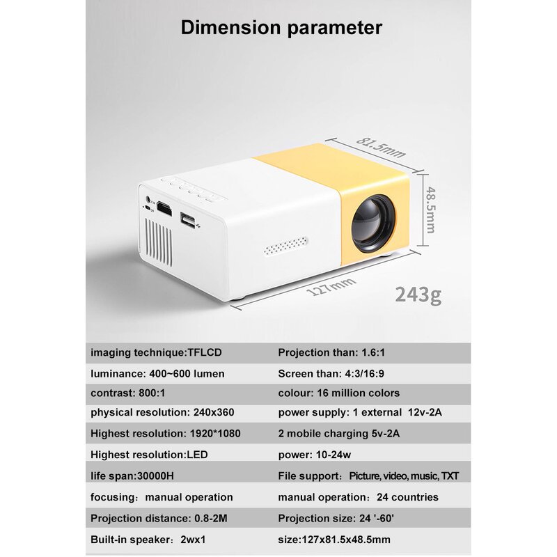 DLP Projector Manufacturer - YG300 Mini Mobile High Lumen Portable Home