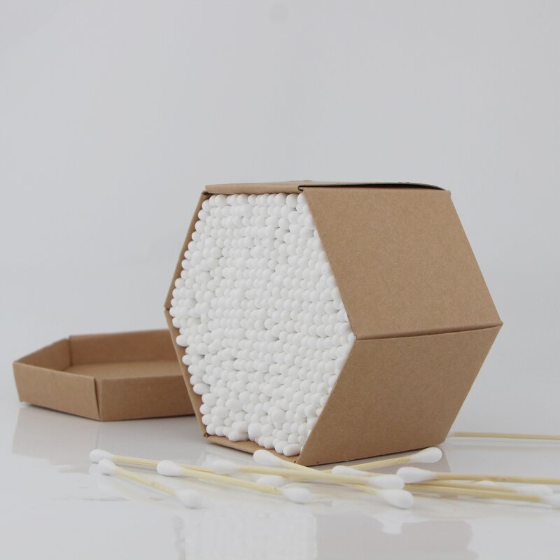 Cotton Buds - Manufacturer Six Eco Friendly Hexagon Biodegradable Paper Box Daily Use