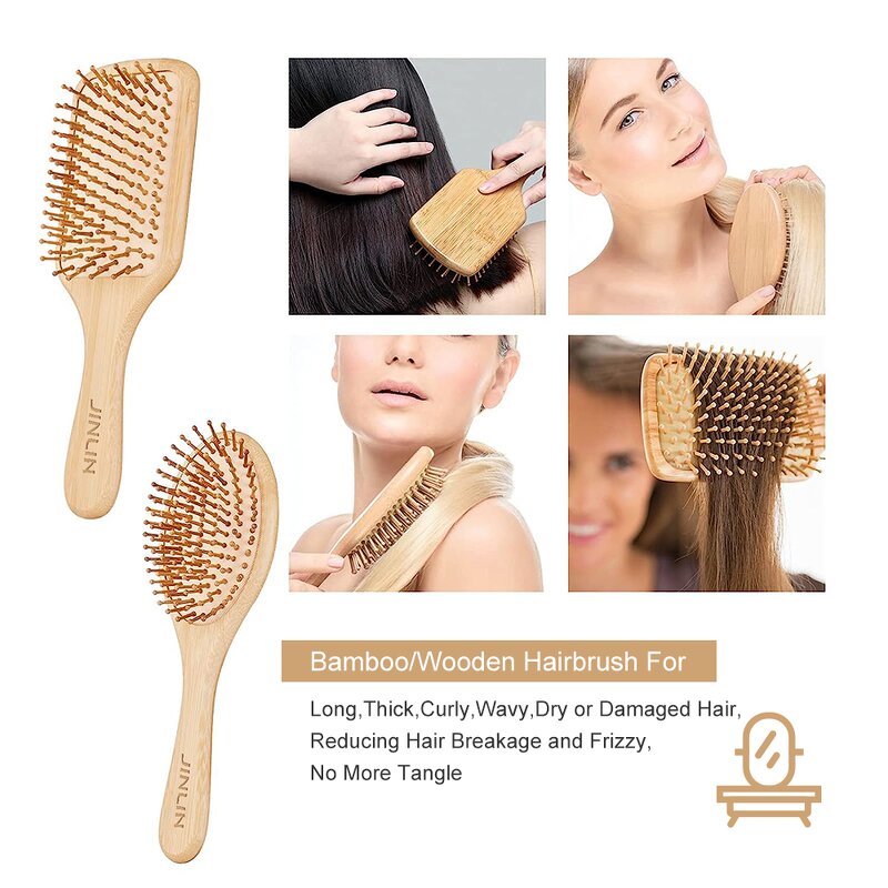 Hairbrush - Manufacturer Private Logo Bamboo Black Paddle Nylon Salon Hairdressing