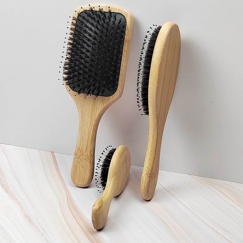 Hairbrush - Manufacturer Eco Airbag Comb Set Wooden Paddle Detangling Bamboo Handle