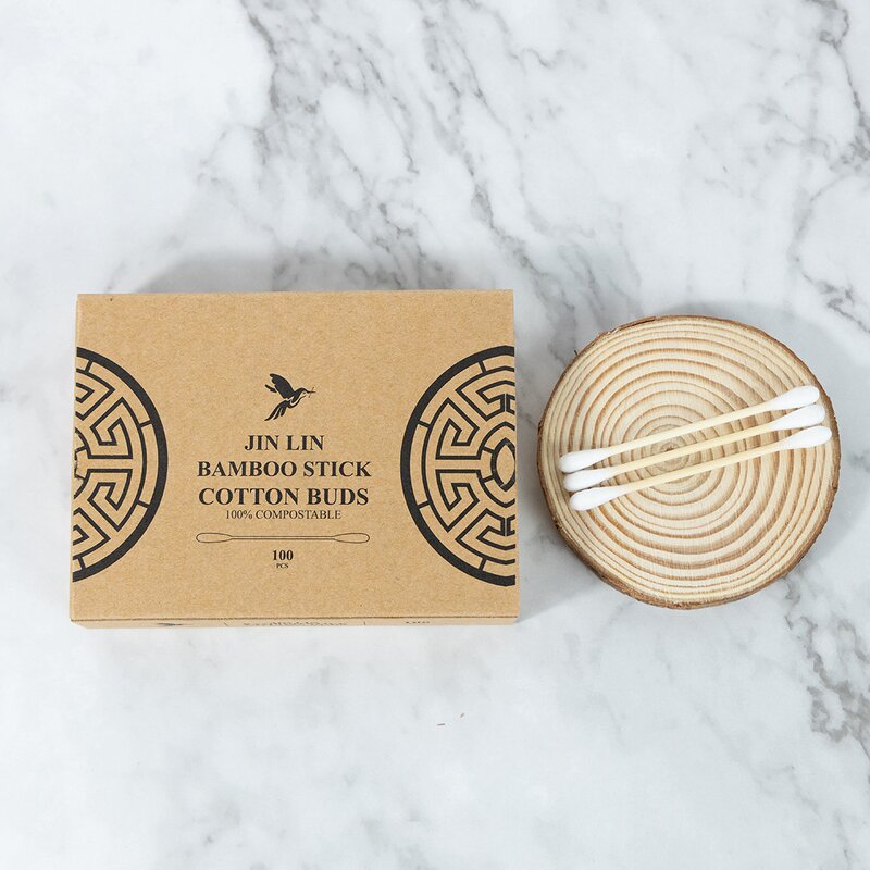 Cotton Swabs - Manufacturer 100pcs Organic Bamboo Ear Buds in Paper Box
