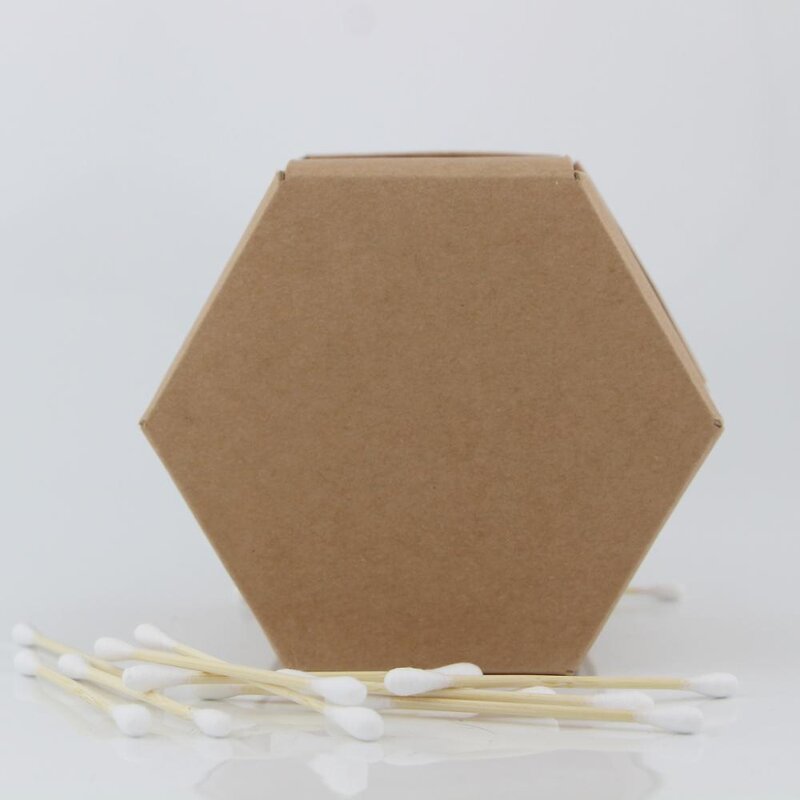 Cotton Buds - Manufacturer Six Eco Friendly Hexagon Biodegradable Paper Box Daily Use