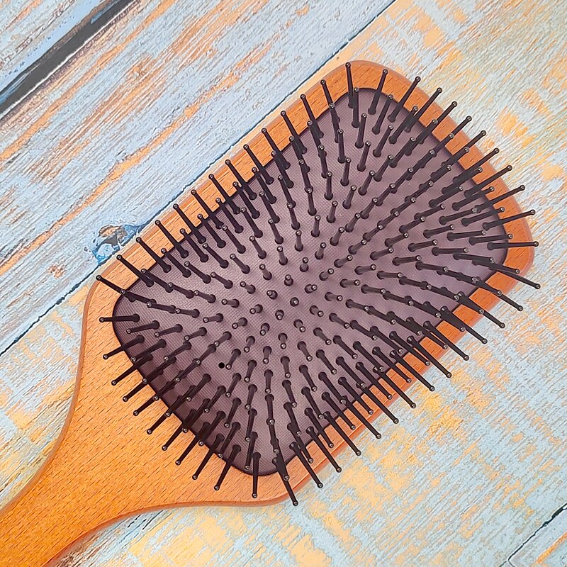 Hairbrush - Manufacturer Private Logo Bamboo Black Paddle Nylon Salon Hairdressing