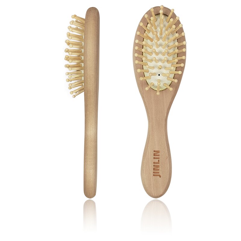 Hairbrush - Manufacturer High Quality Small Cushion Wooden Paddle Custom Logo Detangling