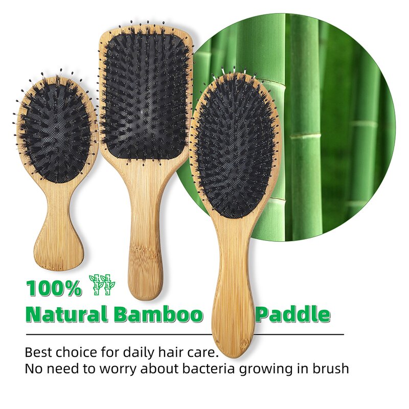 Hair Comb - Manufacturer Eco OEM 100% Natural Wooden Bamboo Biodegradable Brush Set