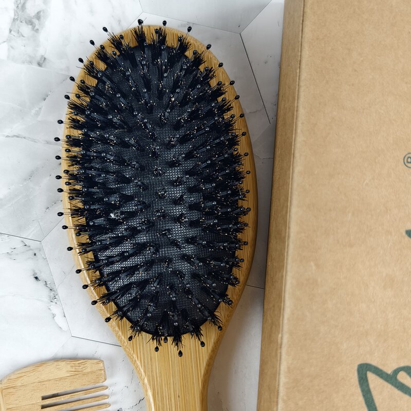 Hair Comb - Manufacturer Eco OEM 100% Natural Wooden Bamboo Biodegradable Brush Set