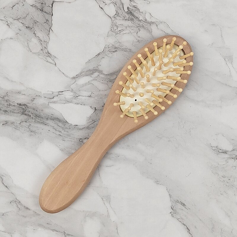 Hairbrush - Manufacturer High Quality Small Cushion Wooden Paddle Custom Logo Detangling