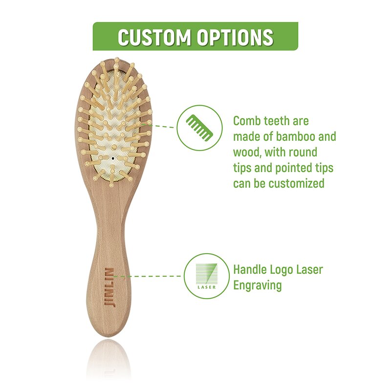 Hairbrush - Manufacturer High Quality Small Cushion Wooden Paddle Custom Logo Detangling
