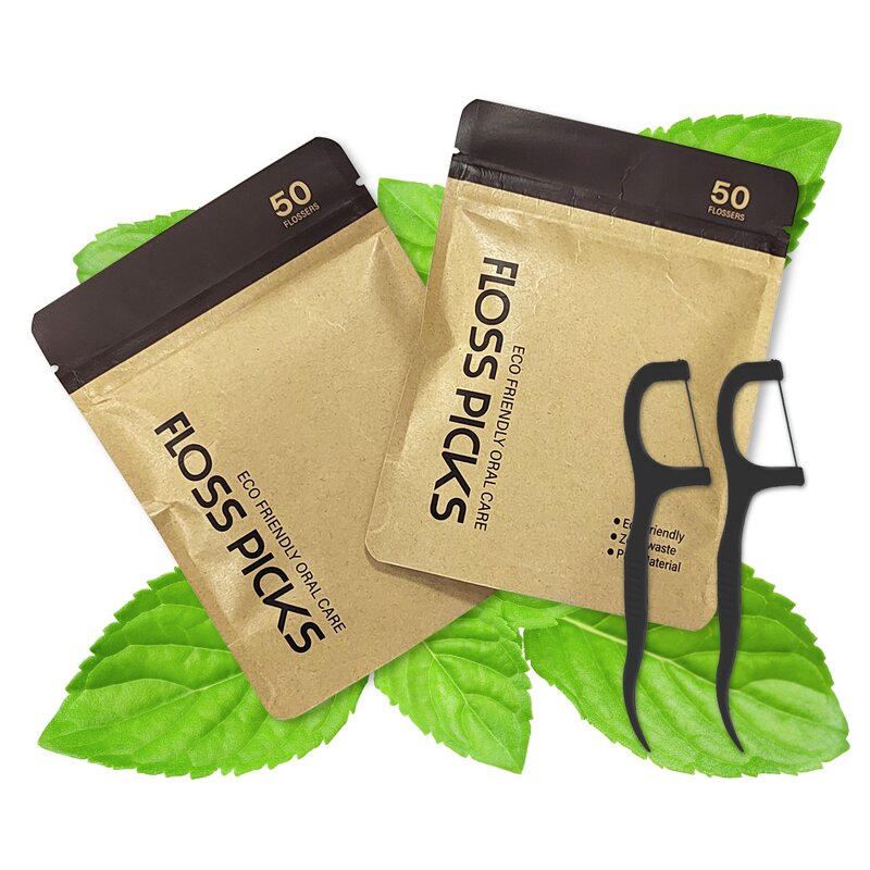 Floss Picks - Manufacturer Organic Mint Wheat Straw Bamboo Charcoal Travel Case
