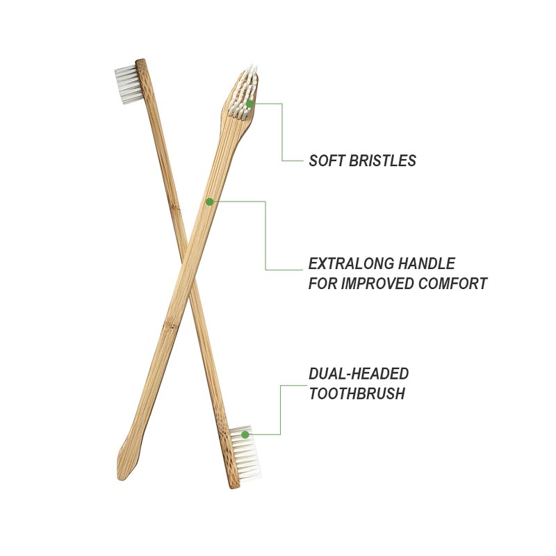 Toothbrush - Manufacturer Dual-Ended Bamboo Pet Small/Large Heads 100% Natural