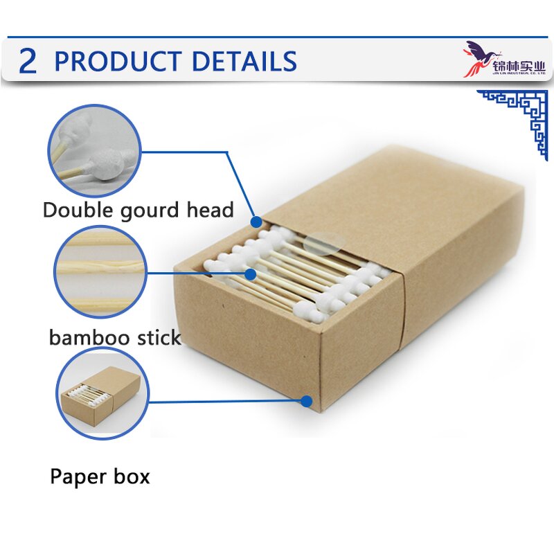 Cotton Swabs - Manufacturer Baby Organic Double Head Bamboo Safety Q-Tips Ear Cleaning