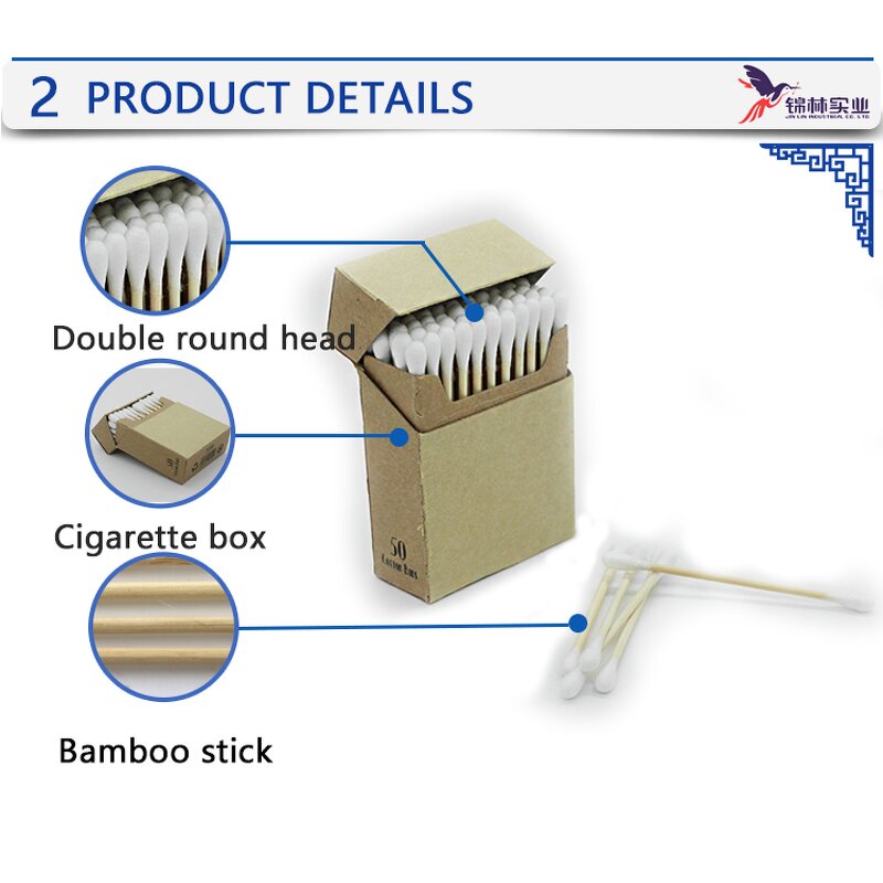 Cotton Swab - Manufacturer FSC 50pcs Bamboo Paper Cigarette Box Biodegradable Cleaning