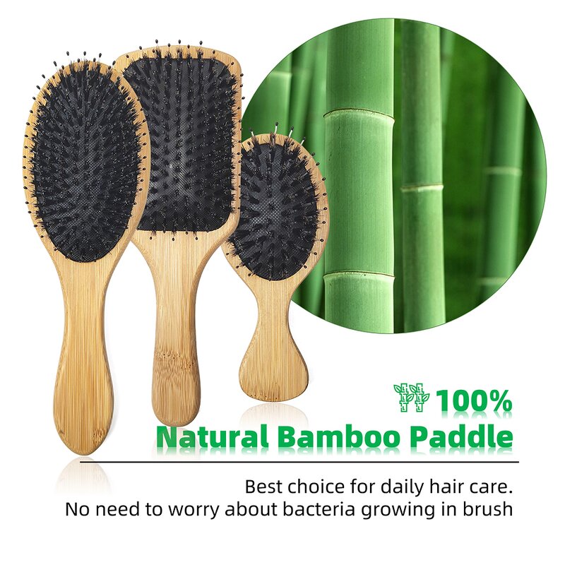 Hairbrush - Manufacturer Eco Boar Bristles Detangling Extensions Paddle Bamboo