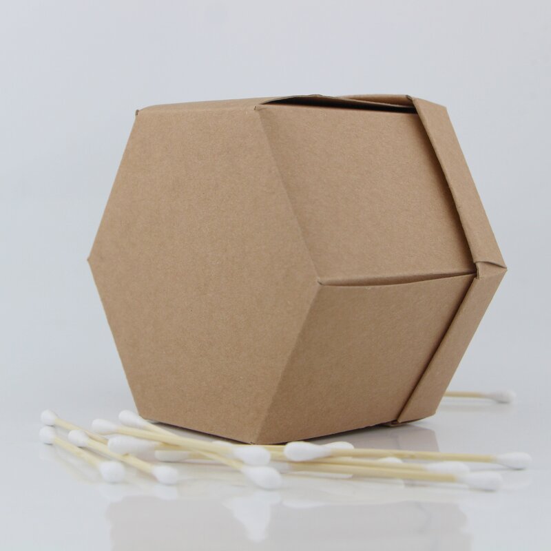 Cotton Buds - Manufacturer Six Eco Friendly Hexagon Biodegradable Paper Box Daily Use