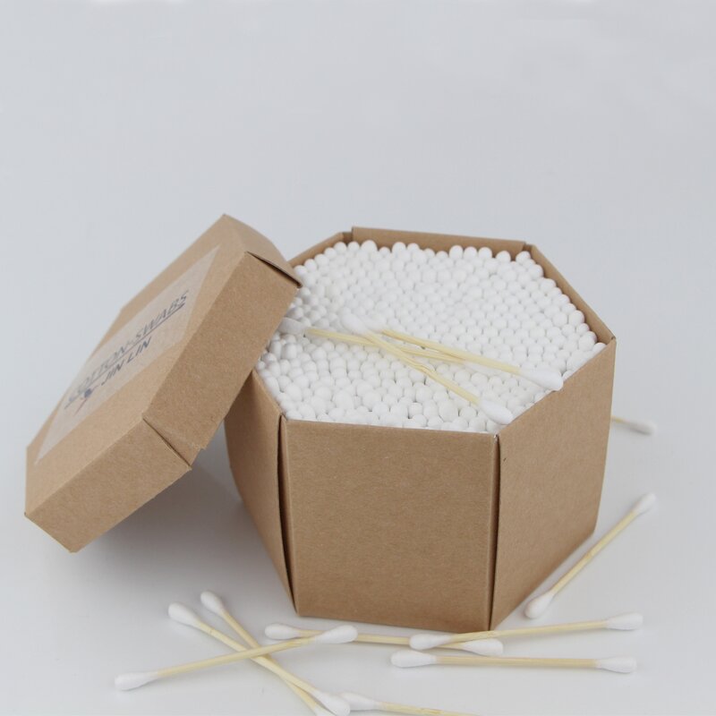 Cotton Buds - Manufacturer Six Eco Friendly Hexagon Biodegradable Paper Box Daily Use