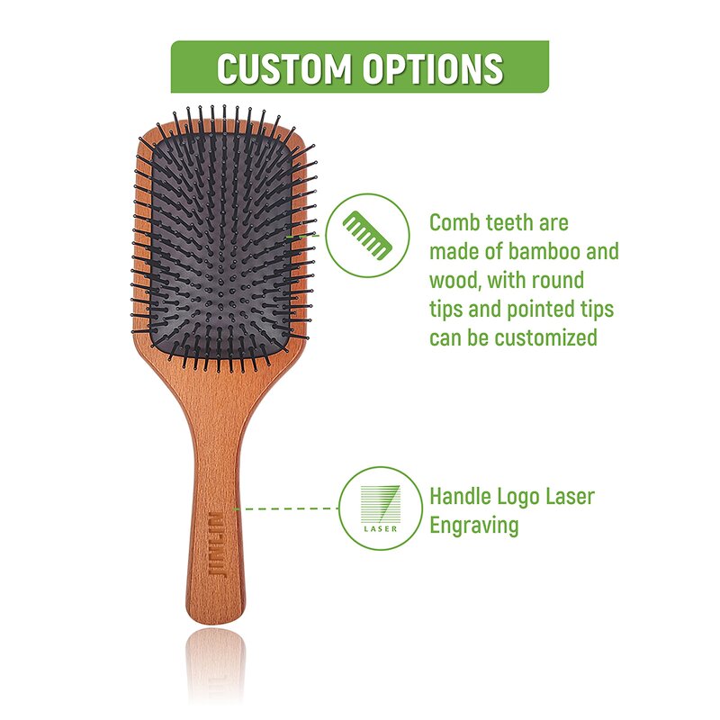 Hairbrush - Manufacturer Private Logo Bamboo Black Paddle Nylon Salon Hairdressing