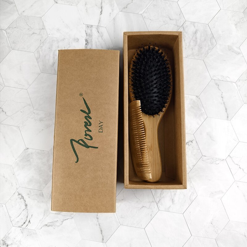 Hairbrush - Manufacturer Eco Airbag Comb Set Wooden Paddle Detangling Bamboo Handle