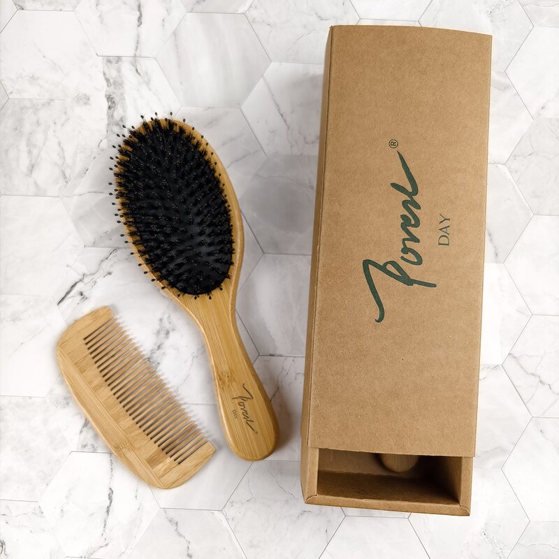 Hair Comb - Manufacturer Eco OEM 100% Natural Wooden Bamboo Biodegradable Brush Set