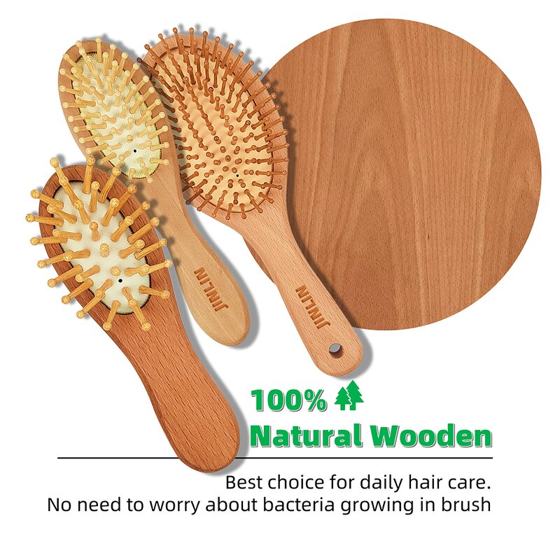 Hairbrush - Manufacturer High Quality Small Cushion Wooden Paddle Custom Logo Detangling