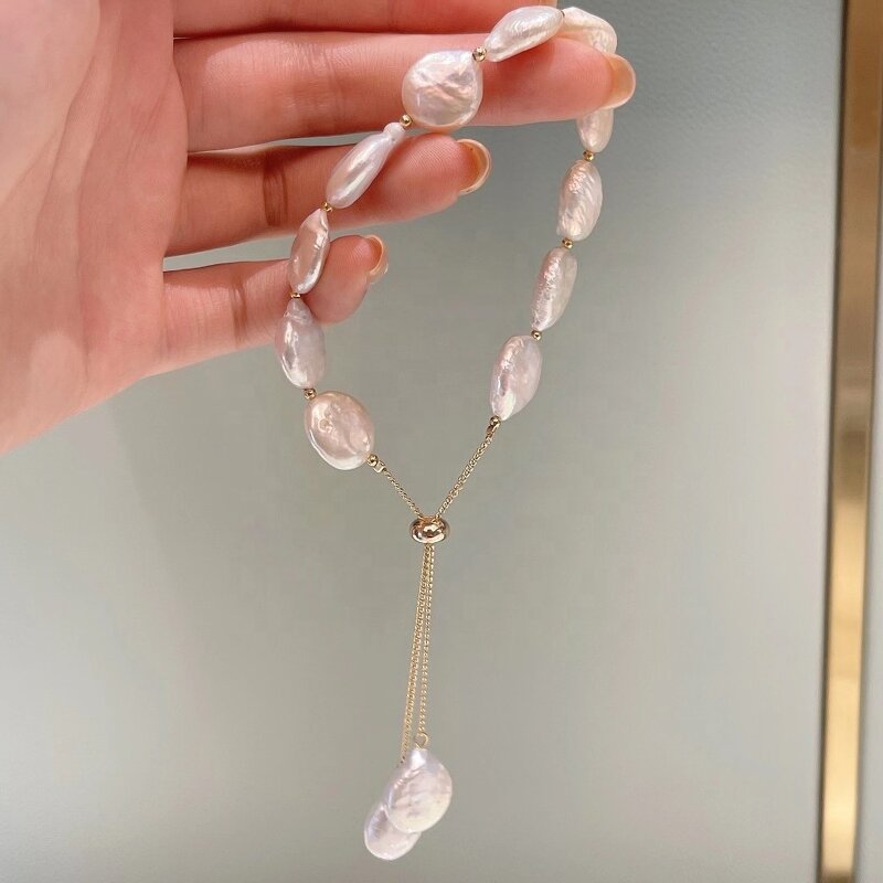 Pearl Bracelet Manufacturer - 003B 10-13mm Adjustable Gold Plated for Women