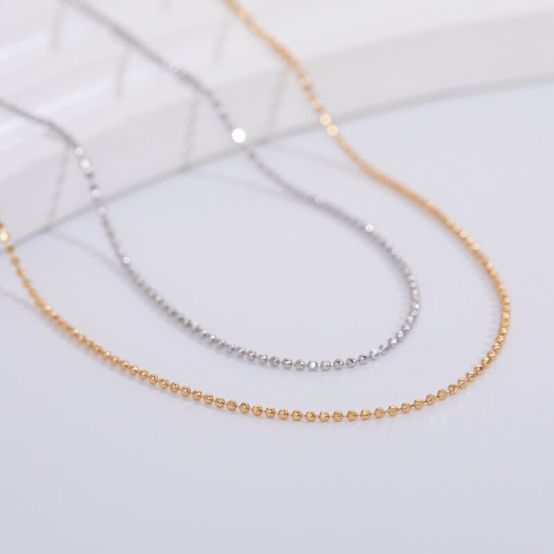 Necklace Manufacturer - CH020 Beads Chain 925 Sterling Silver Gold Plated