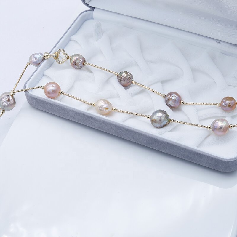 Pearl Necklace Manufacturer - 001N 9-12mm Edison Gold Plated for Women