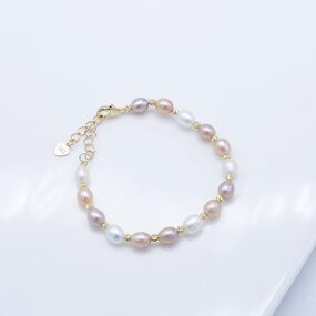 Pearl Bracelet Manufacturer - 003B 6-7mm Adjustable Gold Plated for Women