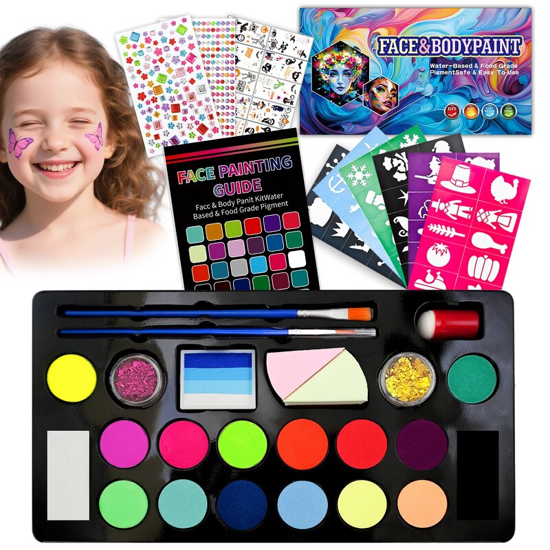 Face Paint Kit - Manufacturer DIY Kids Halloween Quick Dry Easy Clean Bright