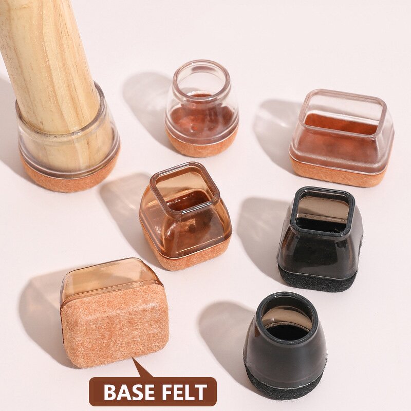 Furniture Protector - Manufacturer Square Silicone Chair Leg Felt Pad Pet Bed Glides