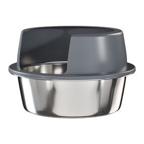 Cat Litter Box - Manufacturer Large Round High Sides Lid Stainless Steel Smooth Plastic