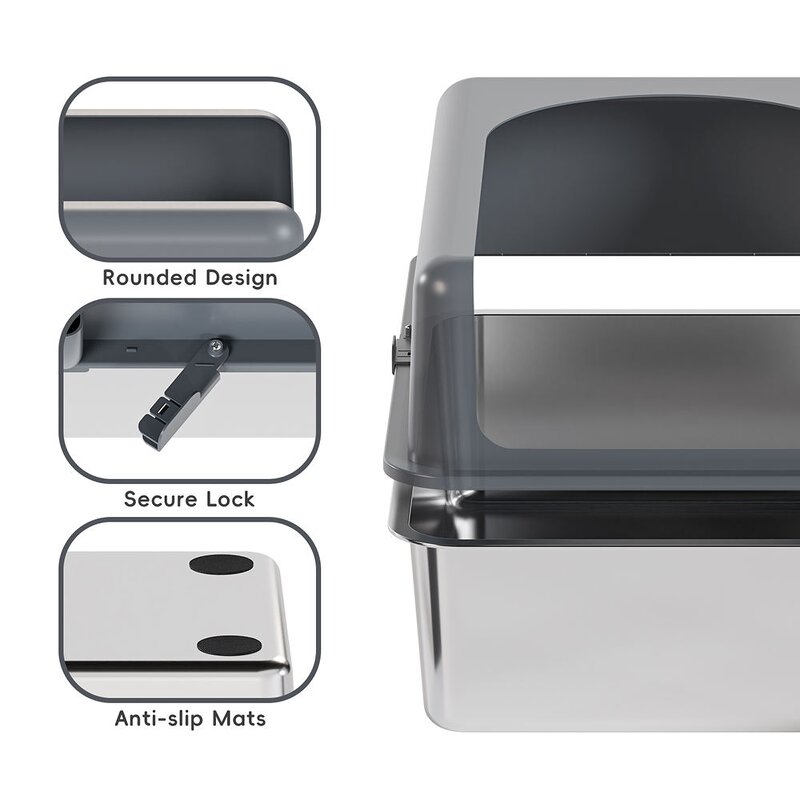 Cat Litter Box - Manufacturer Booche Non-Slip Open Stainless Steel Plastic Easy Cleaning