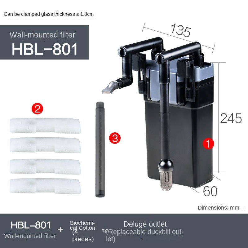 Aquarium - Manufacturer HBL-802-803 Wall-Mounted Acrylic 220V Filter Pump Bubble