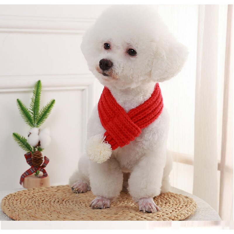 Pet Scarf - Manufacturer Custom Logo Christmas Polyester Teddy Bear Cat Print Dog