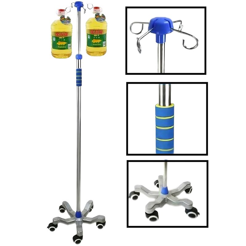 IV Pole Manufacturer - Portable Foldable 5 Legs Adjustable Stainless