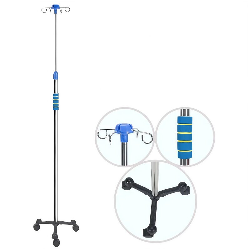 IV Pole Manufacturer - Portable Foldable 5 Legs Adjustable Stainless