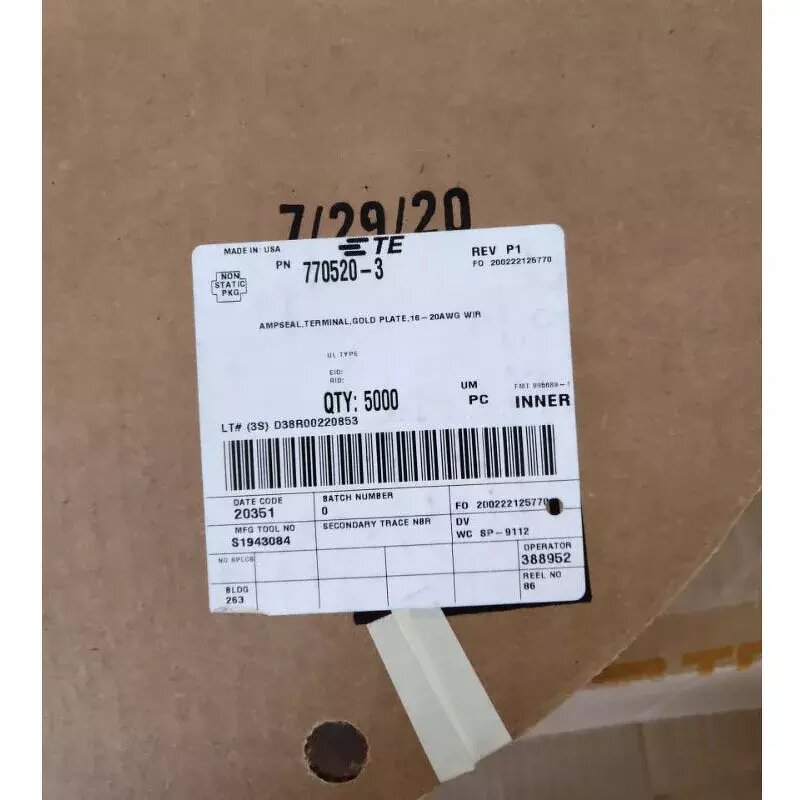 Crimp Terminal - Manufacturer 770520-3 Amp Tyco Gold 16-20AWG Socket