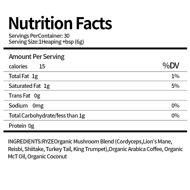 Mushroom Coffee - Manufacturer 180g Instant Cordyceps Reishi Energy GMP Certified Adult